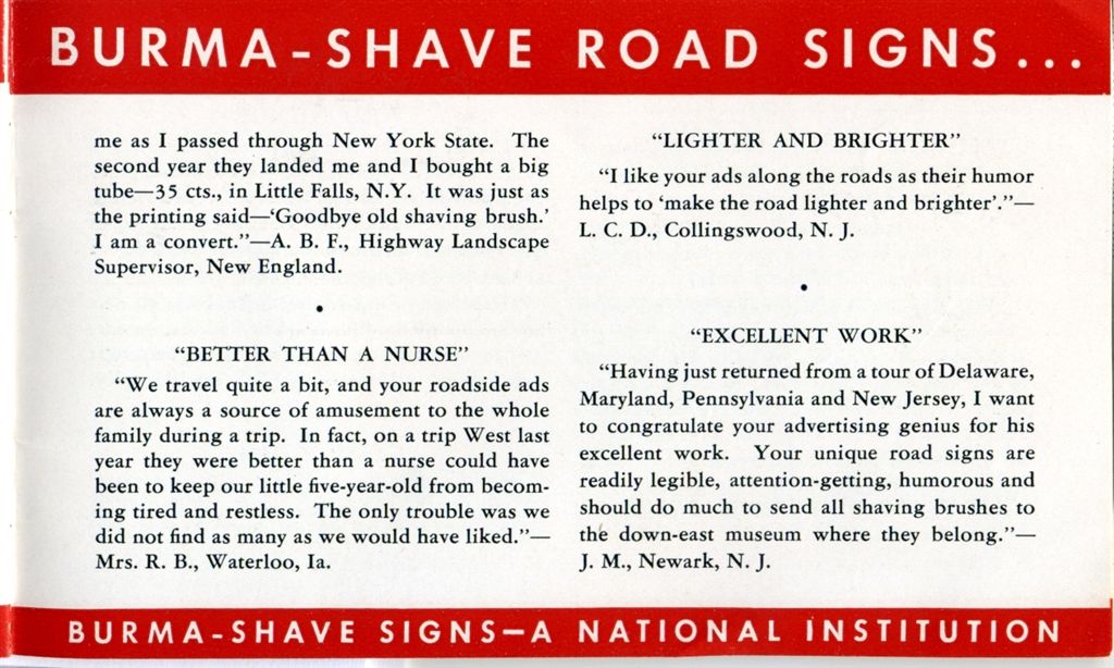 Burma-Shave brochure