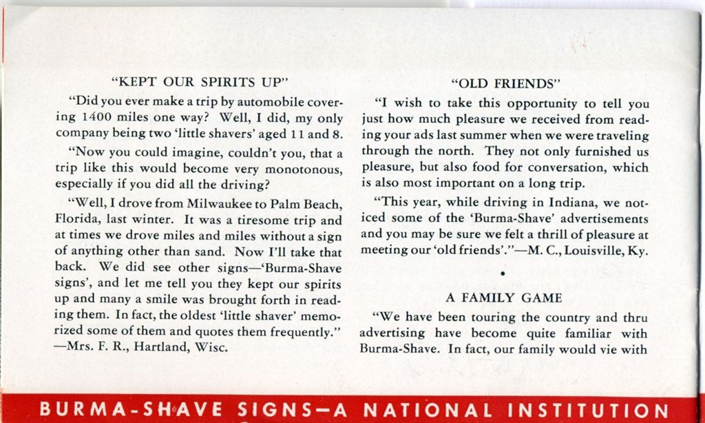 Burma-Shave brochure