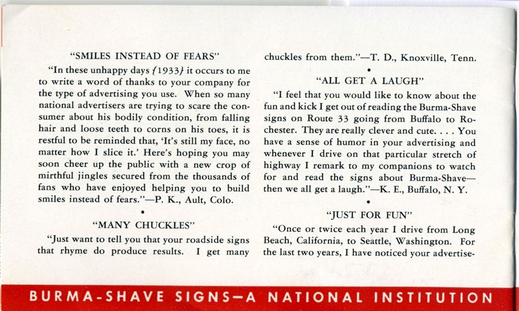 Burma-Shave brochure