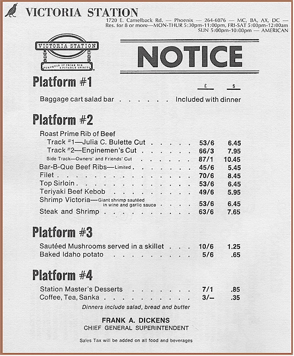 Vitcotira Station menu