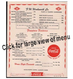 Woolworth menu