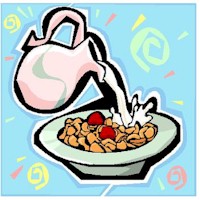 Drawing of a cereal bowl and milk
