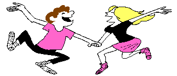 Cartoon drawing of a couple dancing